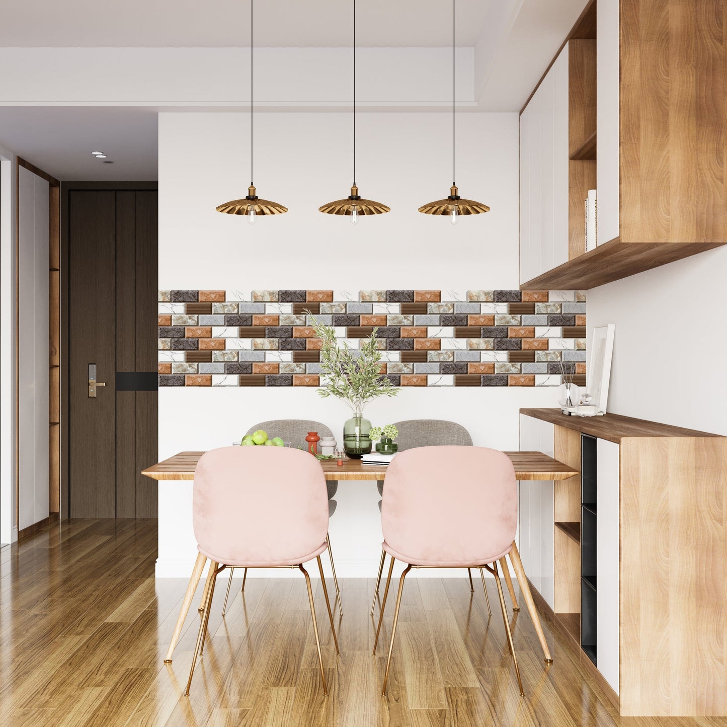 48pcs/set 3D Mosaic Design Self-Adhesive Waterproof Wall Sticker