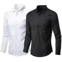 Men's White Shirt Long-sleeved Non-iron Business Professional Work Collared Clothing Casual Suit Button Tops Plus Size